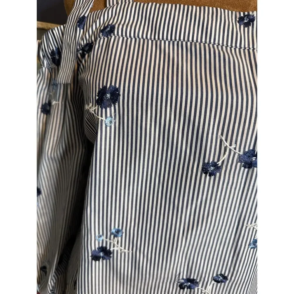 NWT Michael Michael Kors Embroidered Stripe Cold Shoulder Blouse Size Small